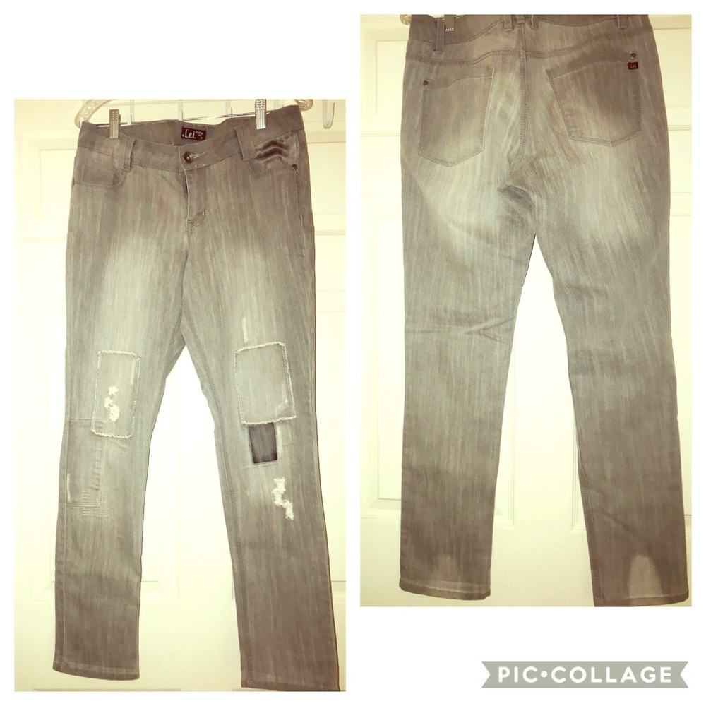🔷 l.e.i Ashley Straight leg Gray Jeans 13 Junior.